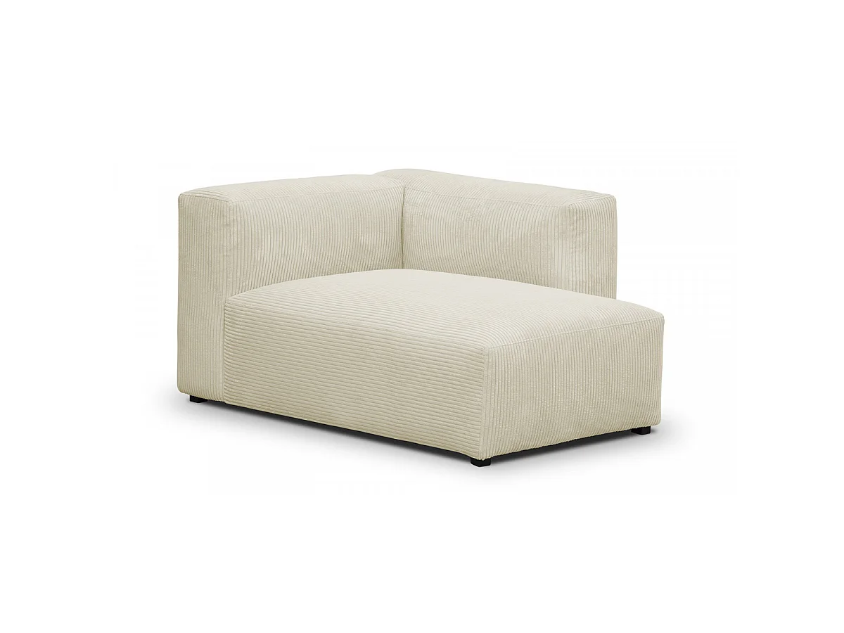 Canapé d'angle à droite modulable avec méridienne 3/4 places en velours côtelé beige - Modulo