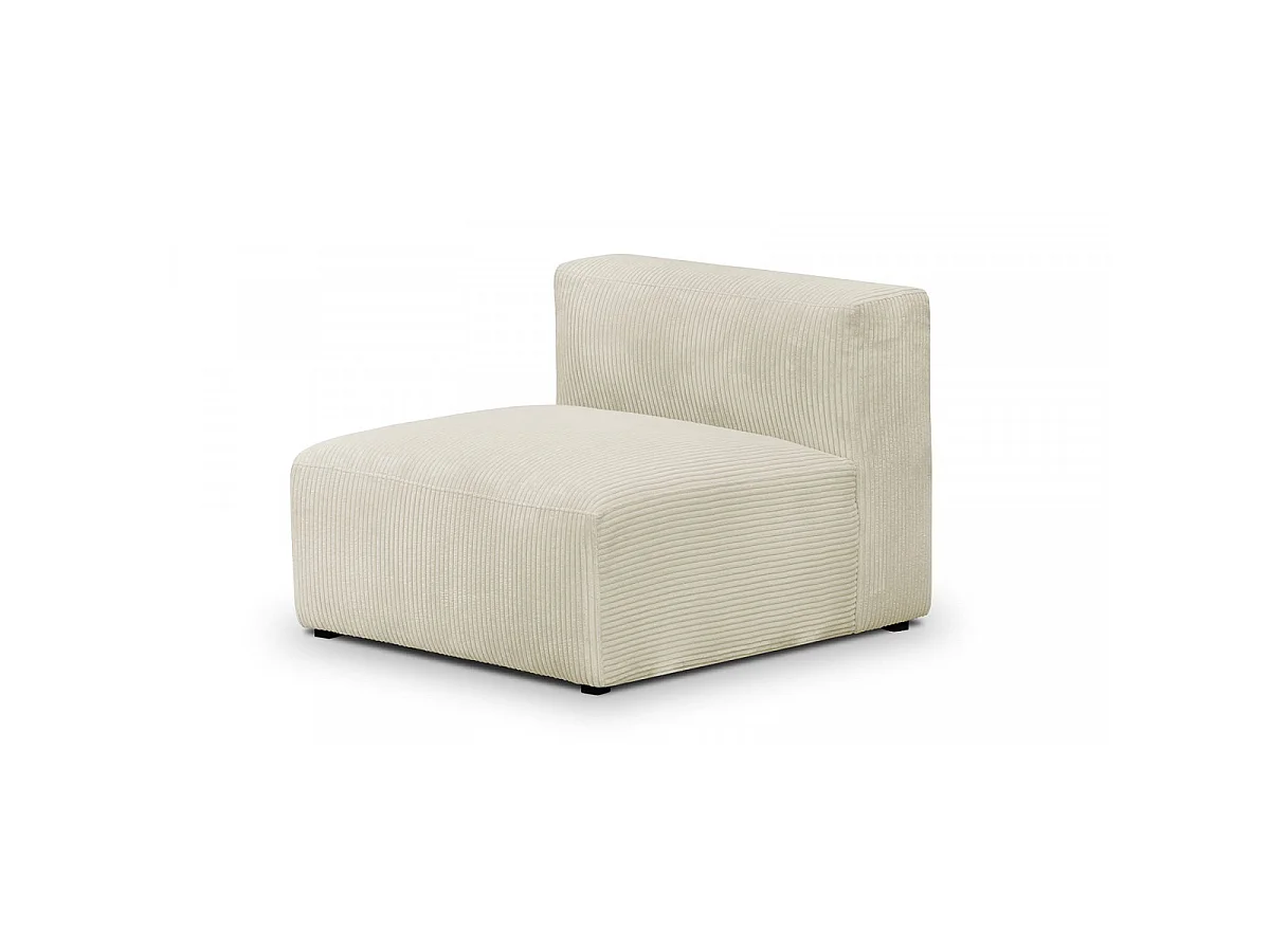 Canapé d'angle à droite modulable avec méridienne 4 places en velours côtelé beige - Modulo