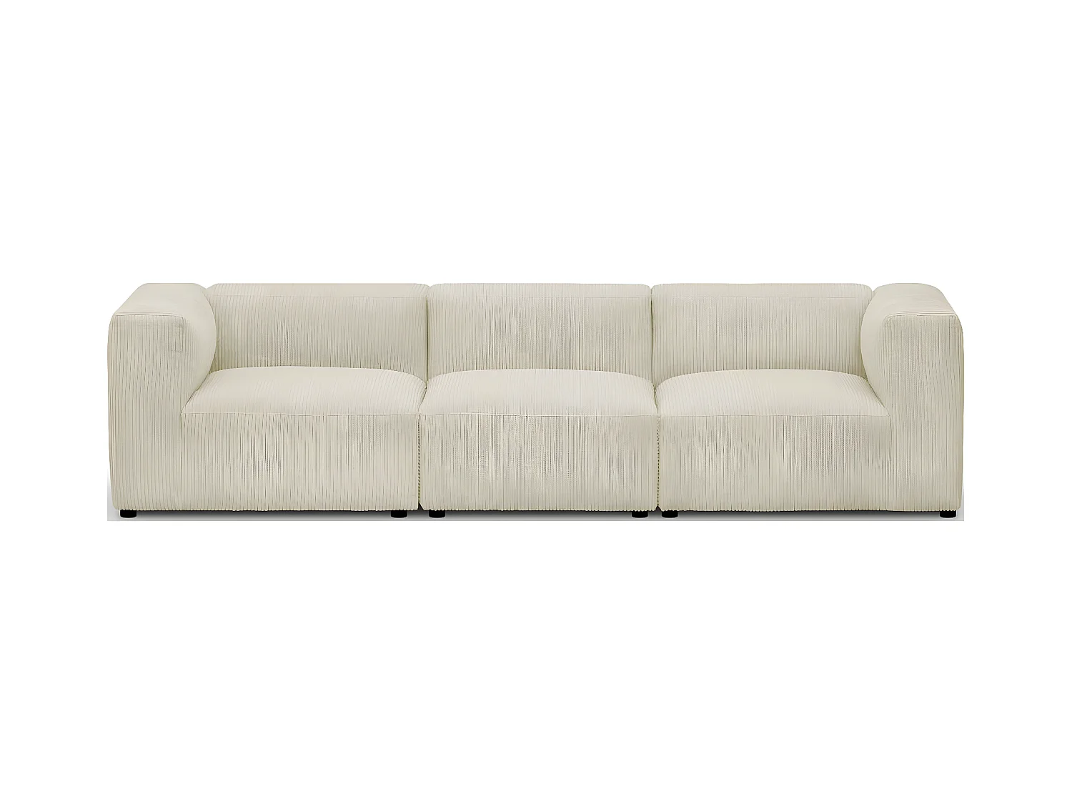 Canapé modulable 4 places en velours côtelé beige - Modulo