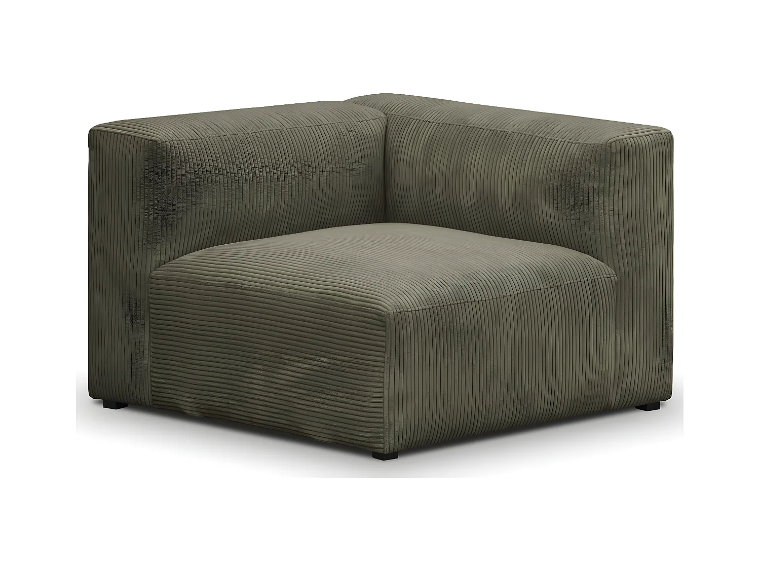 Canapé modulable 3 places en velours côtelé vert kaki - Modulo