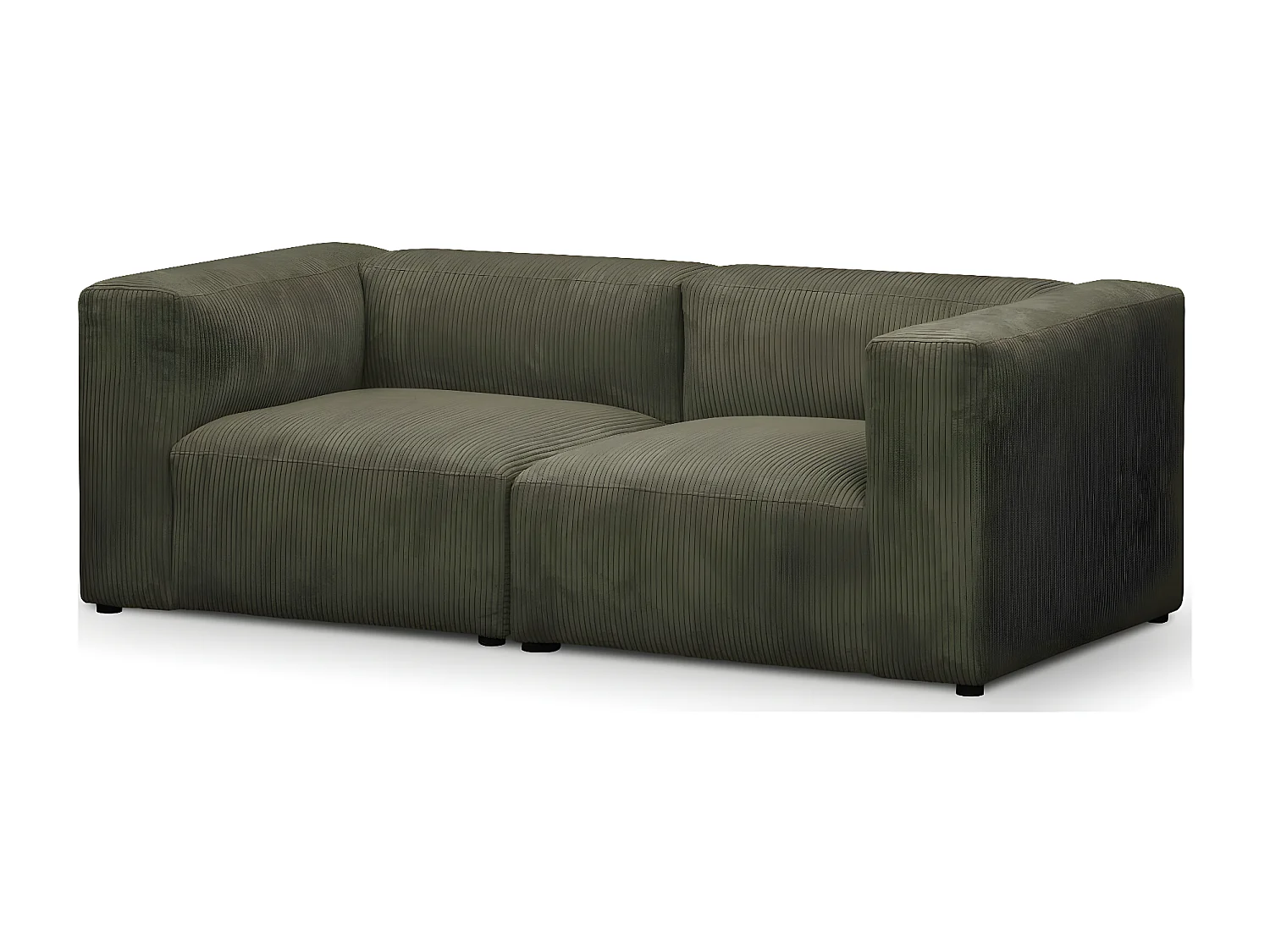 Canapé modulable 3 places en velours côtelé vert kaki - Modulo