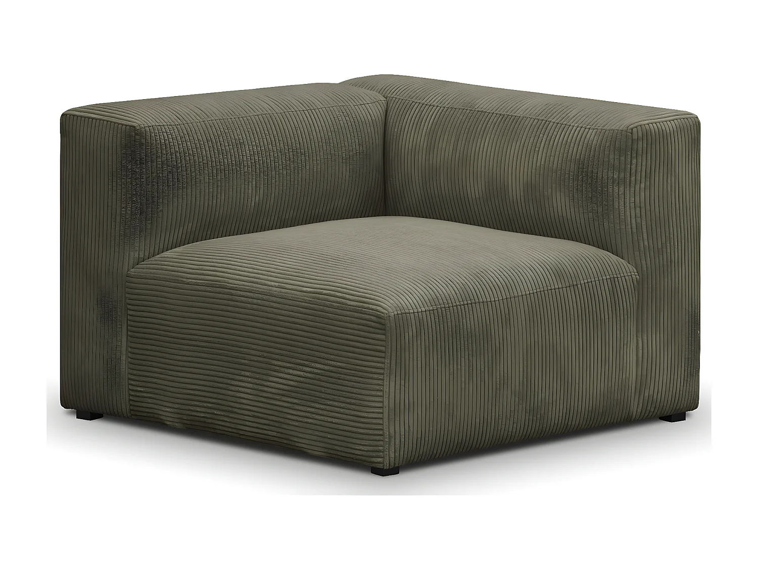 Canapé modulable 3 places en velours côtelé vert kaki - Modulo