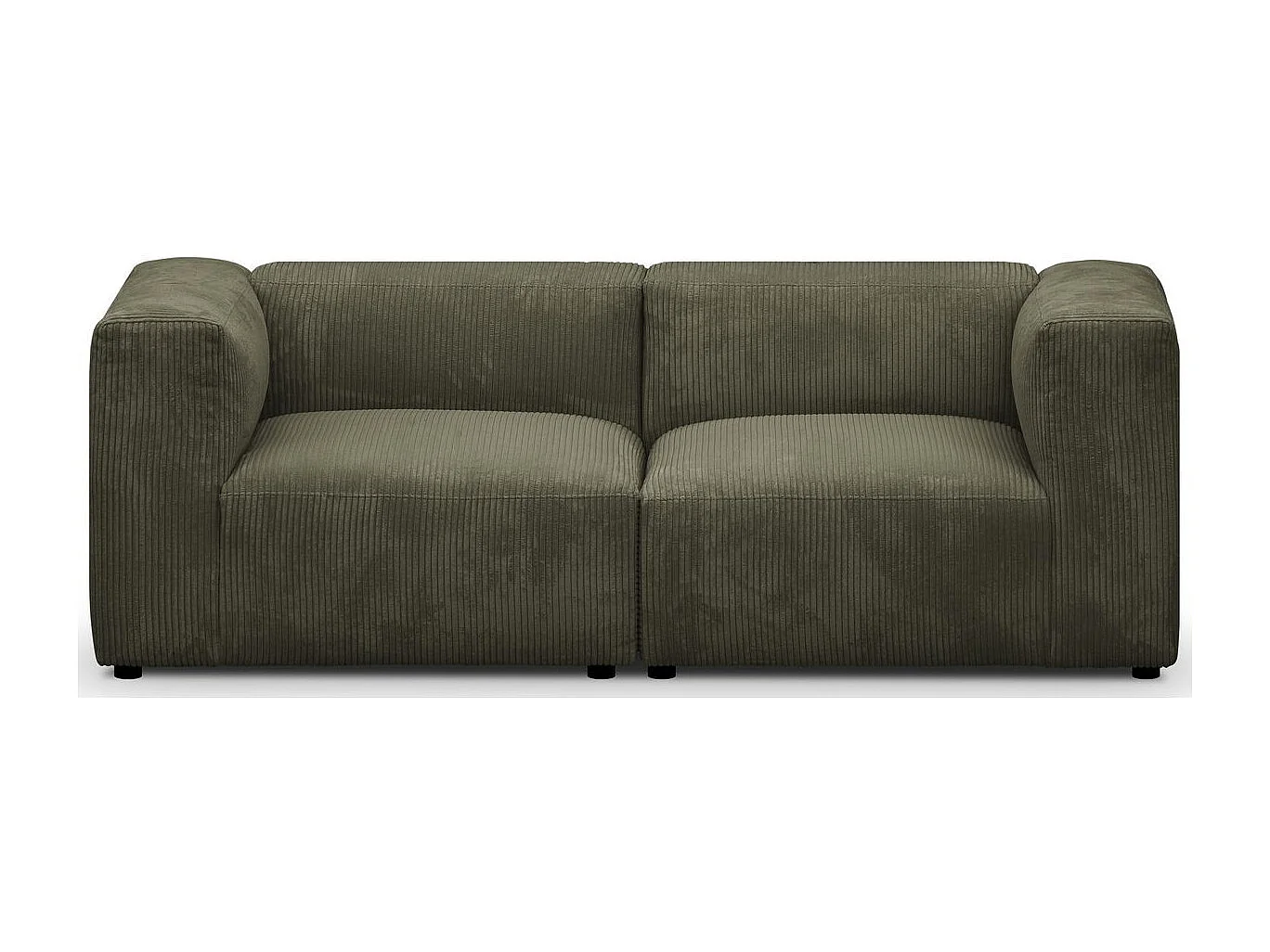 Canapé modulable 3 places en velours côtelé vert kaki - Modulo