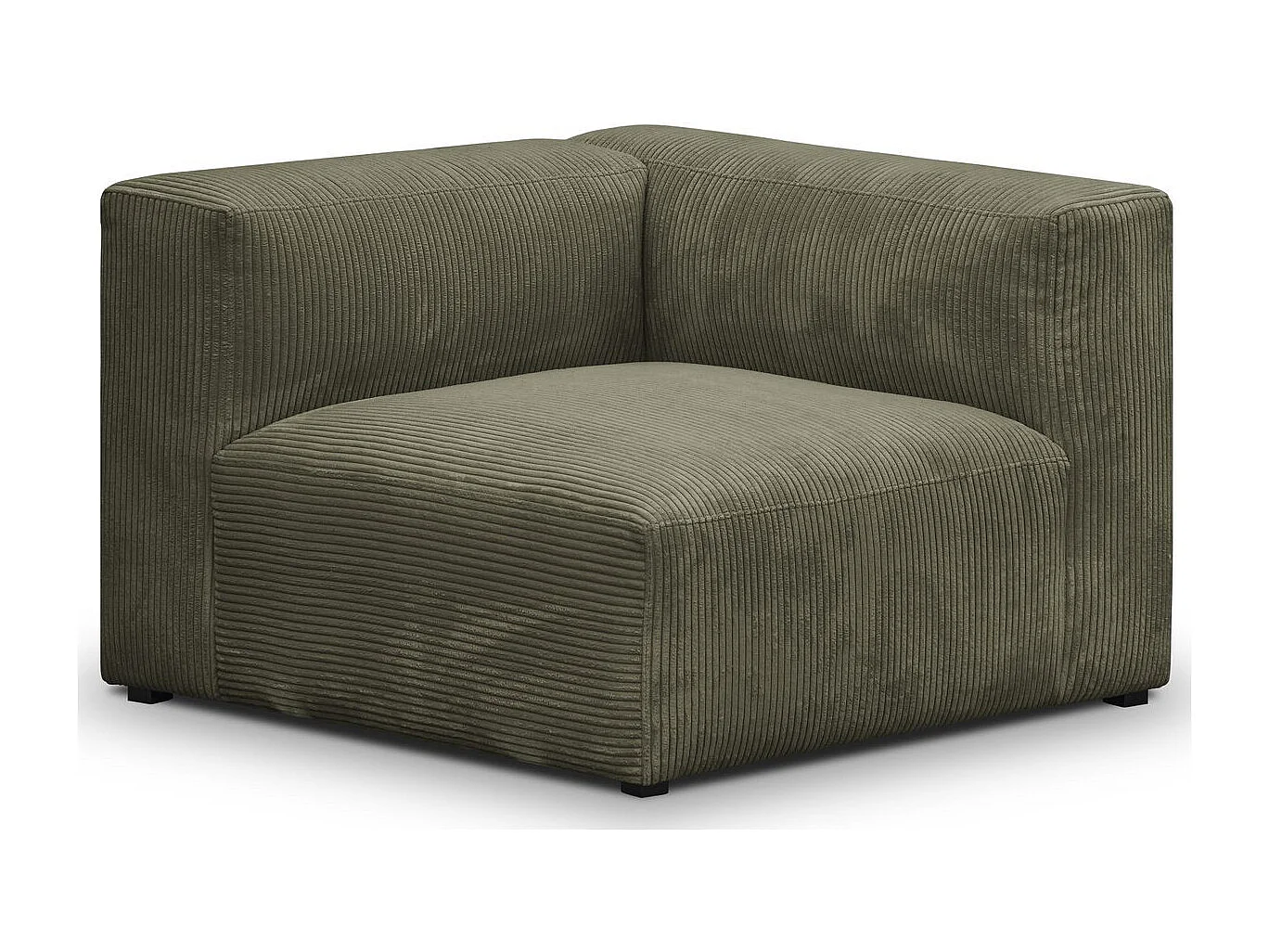 Canapé modulable 3 places en velours côtelé vert kaki - Modulo