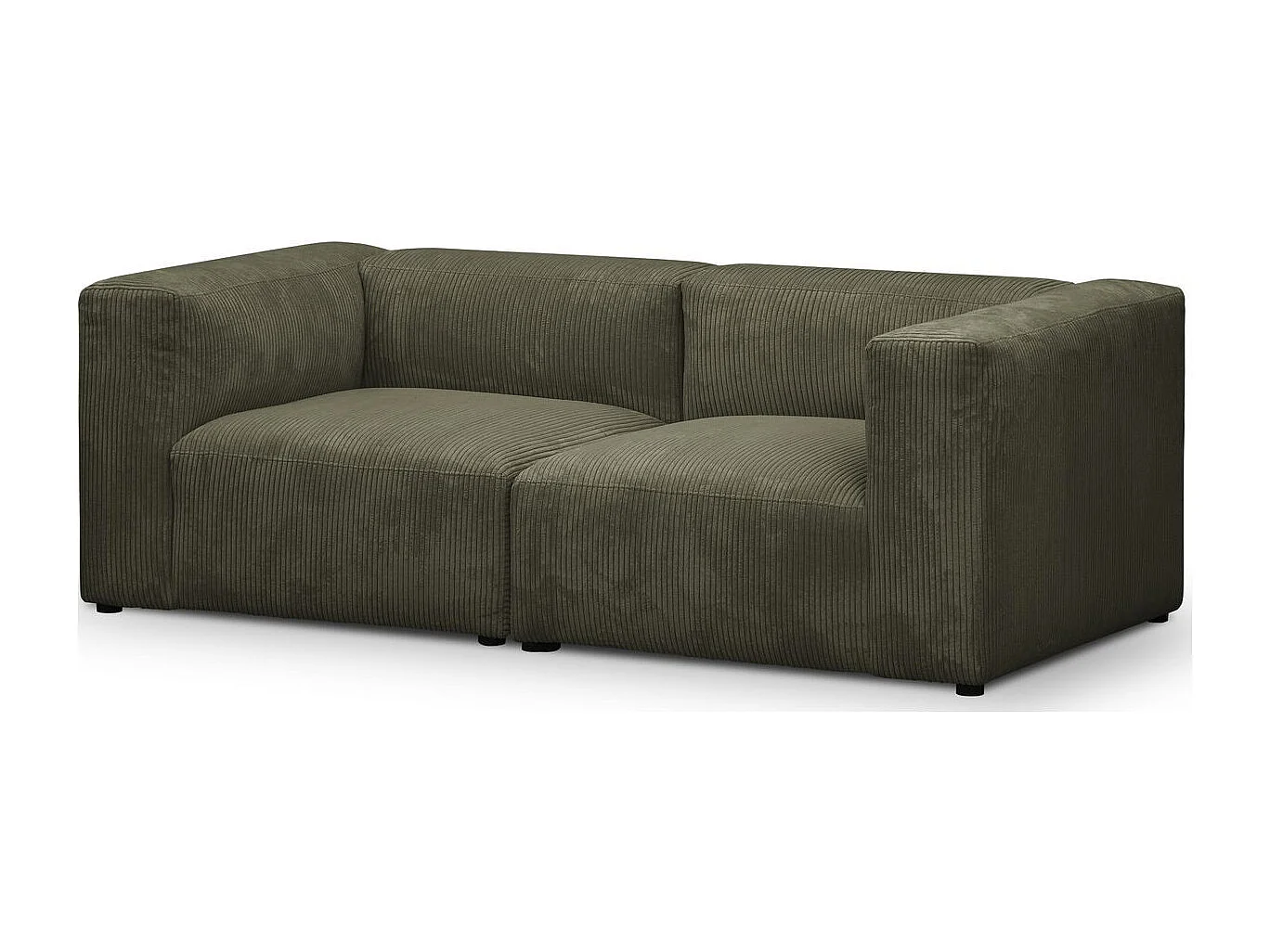 Canapé modulable 3 places en velours côtelé vert kaki - Modulo
