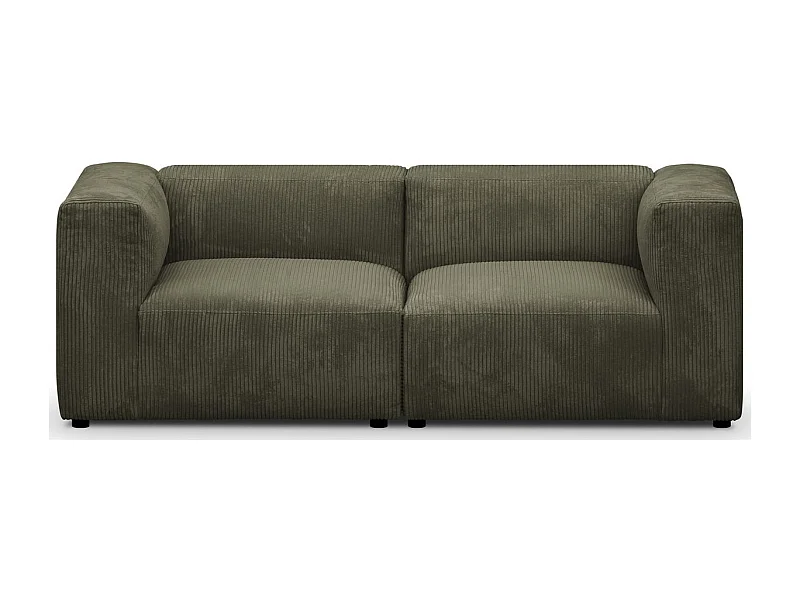 Canapé modulable 3 places en velours côtelé vert kaki - Modulo