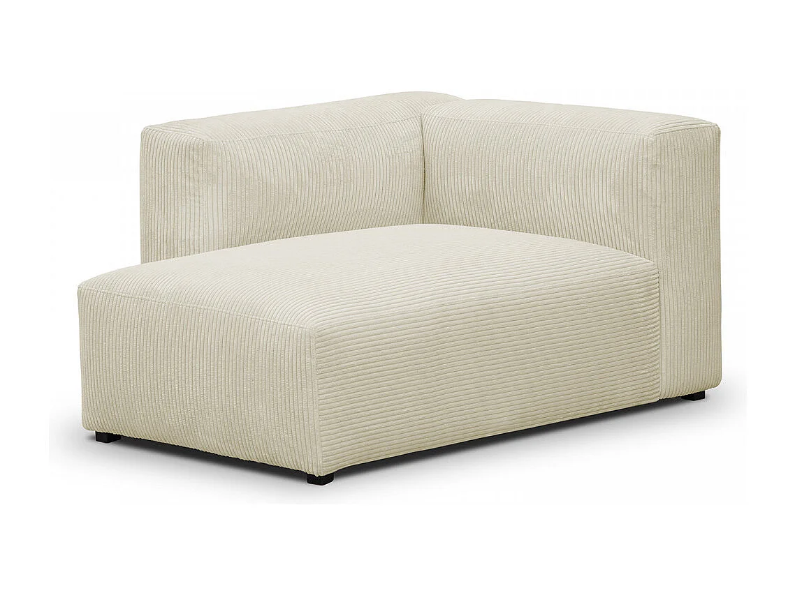 Canapé d'angle à gauche modulable avec méridienne 3/4 places en velours côtelé beige - Modulo