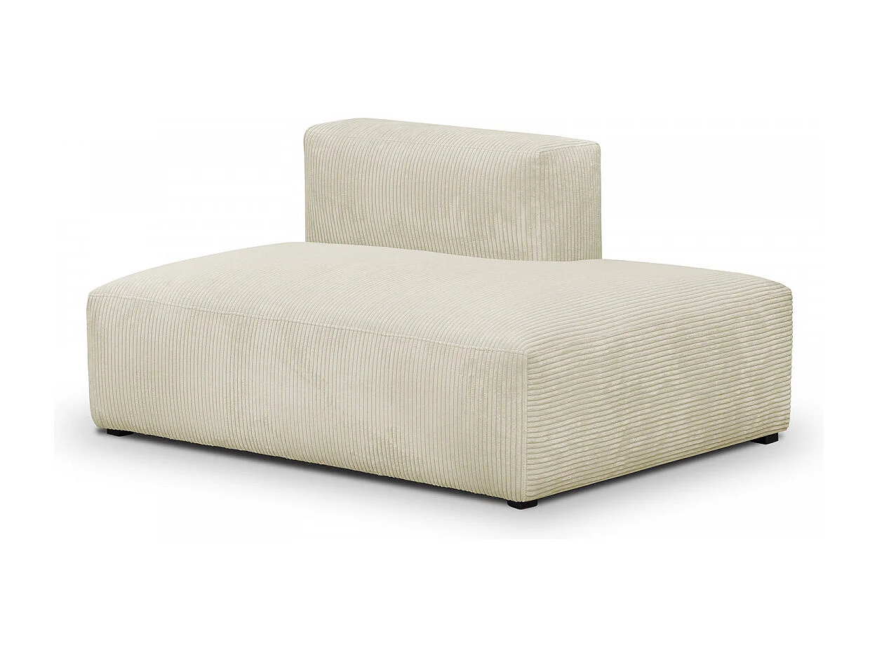 Canapé d'angle à gauche modulable avec méridienne 3/4 places en velours côtelé beige - Modulo