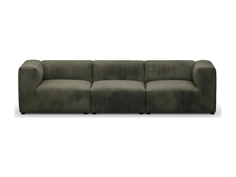 Canapé modulable 4 places en velours côtelé vert kaki - Modulo