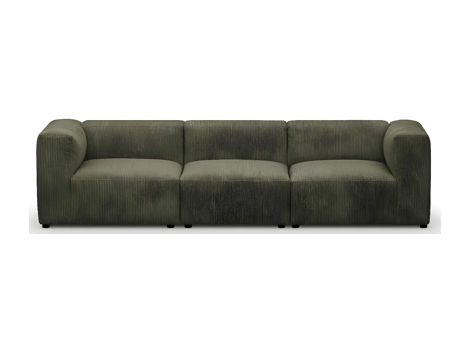 Canapé modulable 4 places en velours côtelé vert kaki - Modulo
