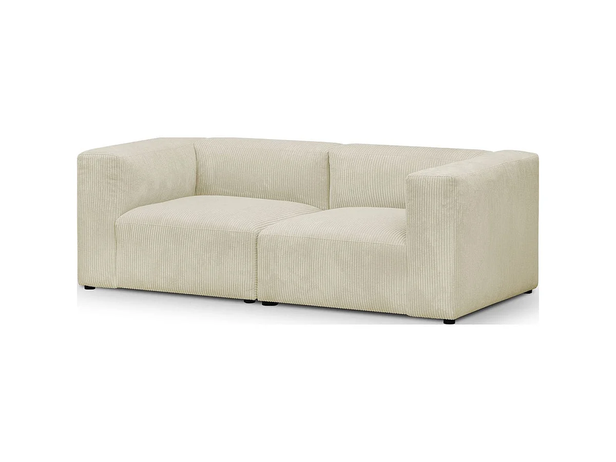 Canapé modulable 3 places en velours côtelé beige - Modulo