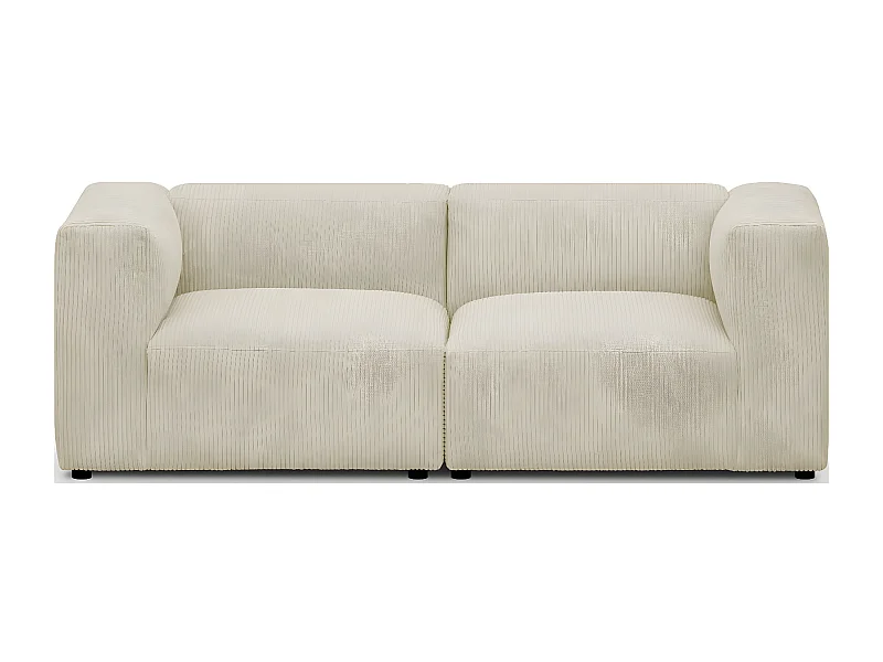 Canapé modulable 3 places en velours côtelé beige - Modulo