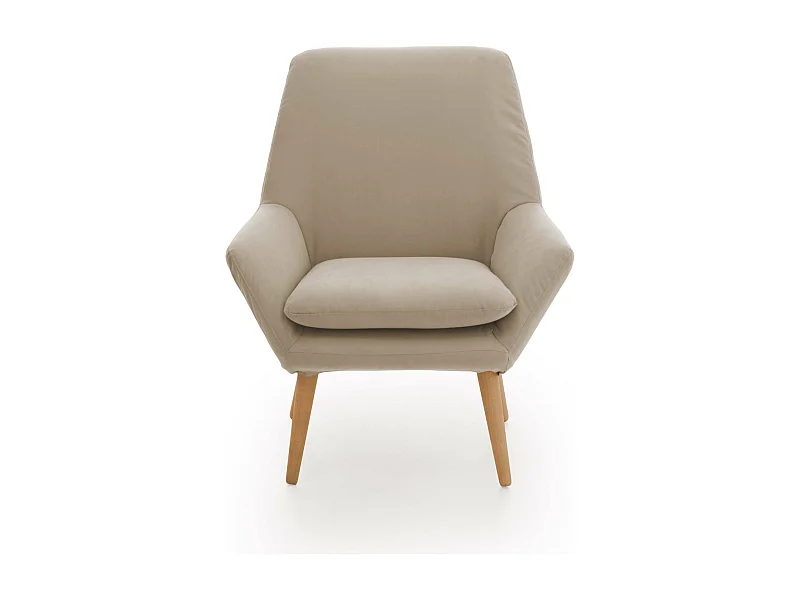 Fauteuil Dabdall, fauteuil lounge design, 100% Made in Italy, fauteuil relaxant en tissu rembourré, 80x70h95 cm, Beige