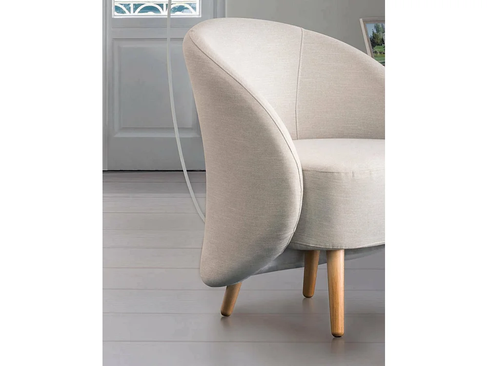 Dabdal fauteuil, design lounge fauteuil, 100% Made in Italy, relaxfauteuil in gecapitonneerde stof, 70x60h80 cm, Beige