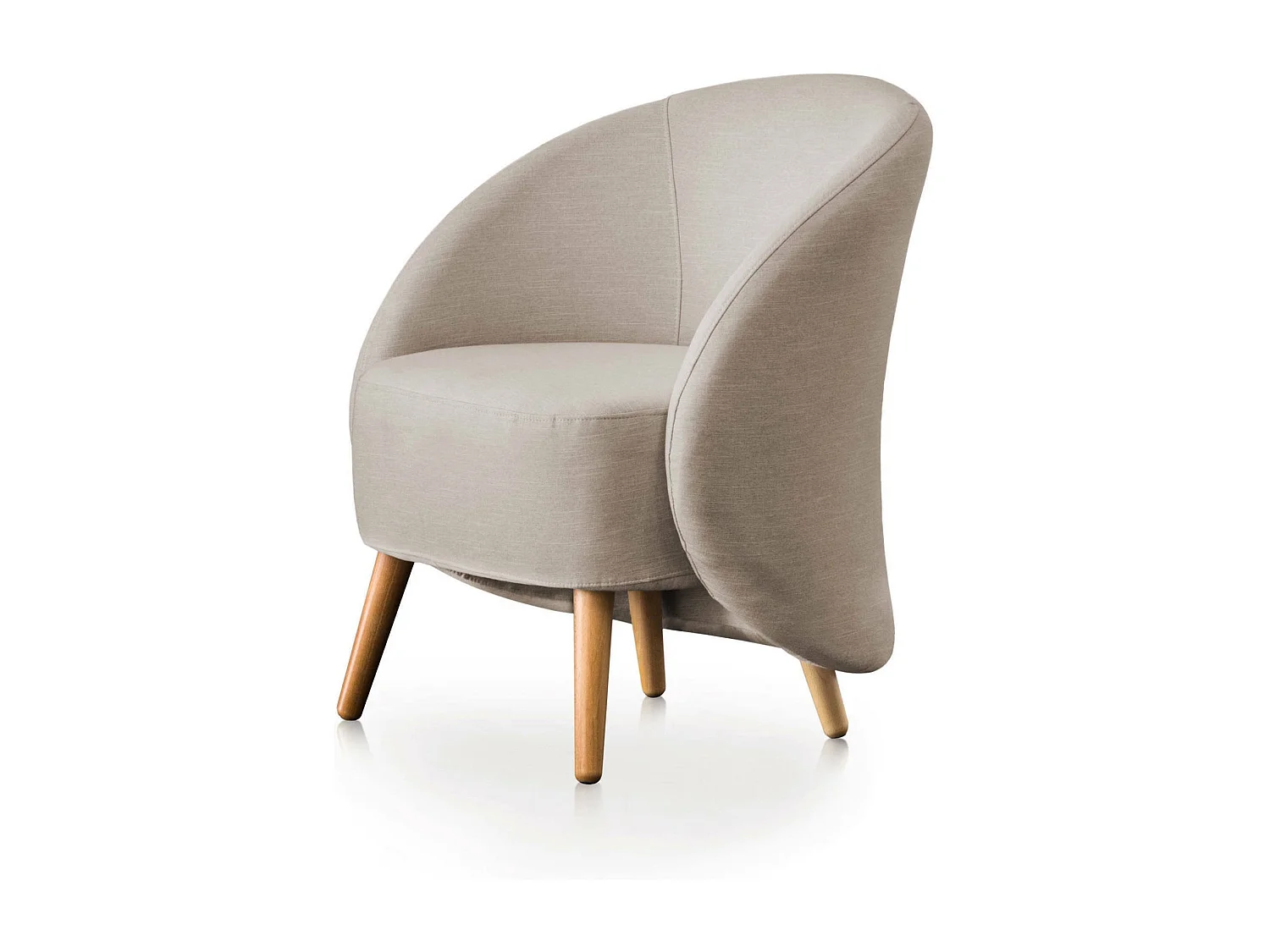 Poltrona Dabdal, Poltrona lounge design, 100% Made in Italy, Poltrona relaxante em tecido acolchoado, 70x60h80 cm, Taupe