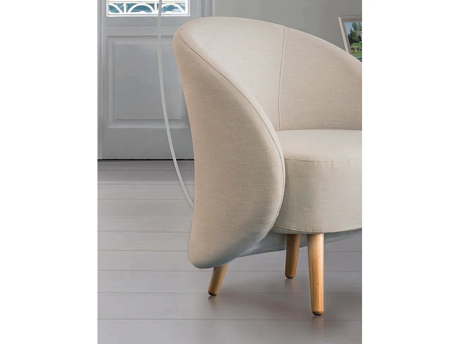Dabdal fauteuil, Design lounge fauteuil, 100% Made in Italy, Ontspannende fauteuil in gecapitonneerde stof, 70x60h80 cm, Taupe