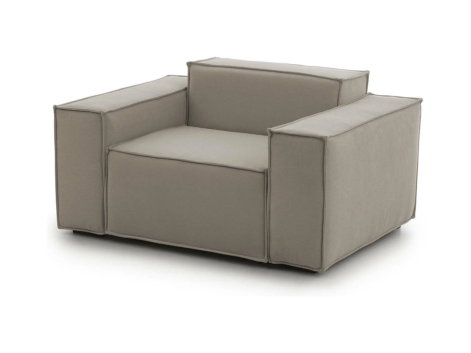 Fauteuil Dbrogn, Fauteuil de salon, 100% Made in Italy, Fauteuil relaxant en tissu rembourré, 160x95h70 cm, Taupe