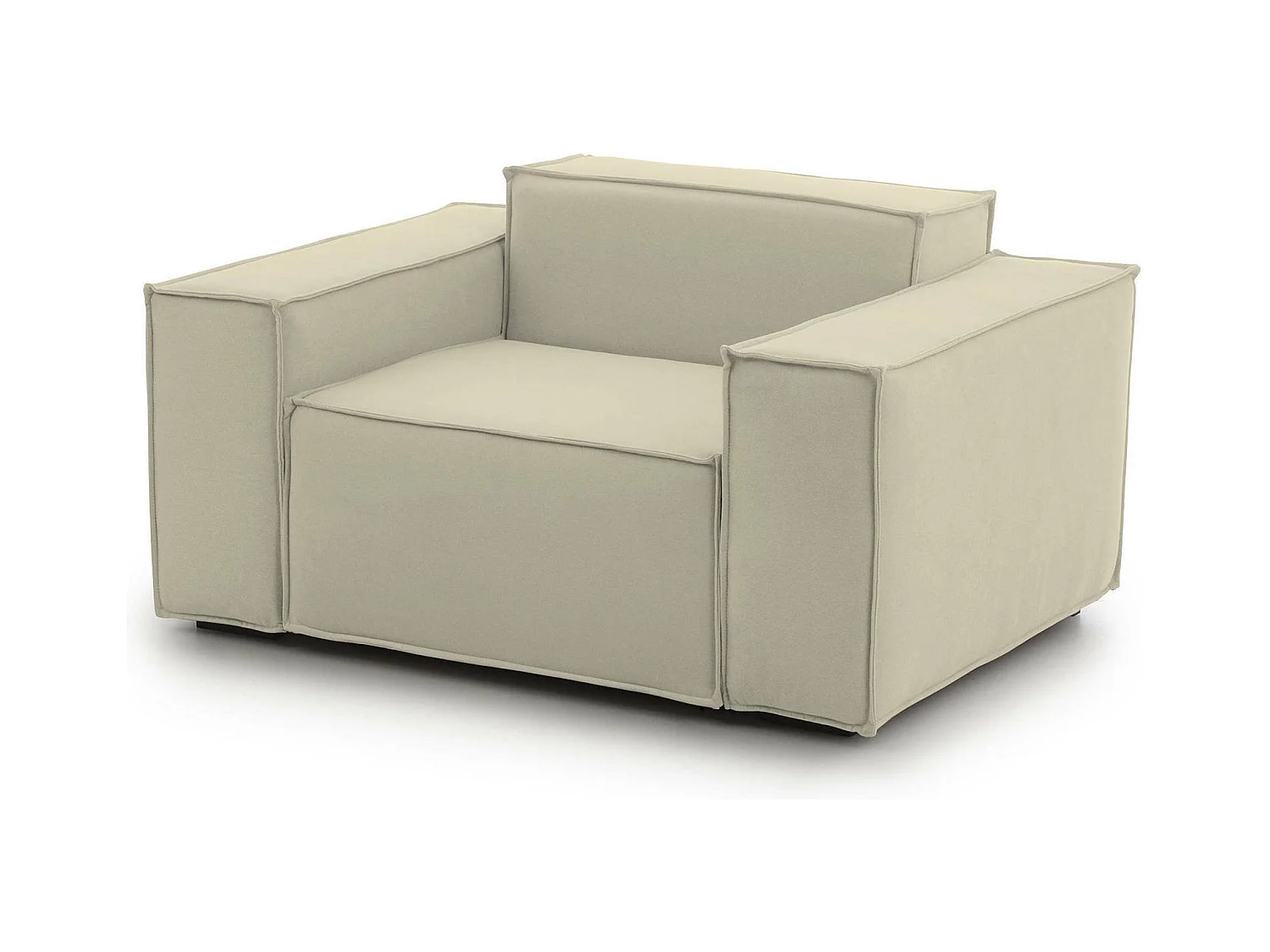 Fauteuil Dbrogn, Fauteuil de salon, 100% Made in Italy, Fauteuil relaxant en tissu rembourré, 160x95h70 cm, Beige
