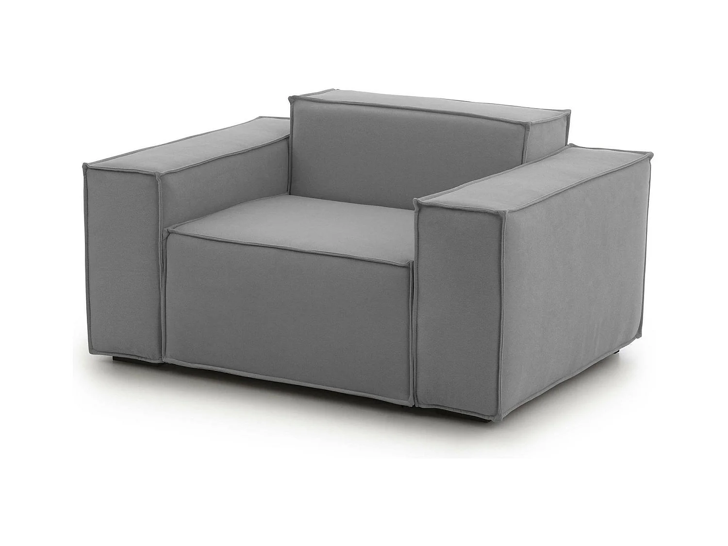 Fauteuil Dbrogn, Fauteuil de salon, 100% Made in Italy, Fauteuil relaxant en tissu rembourré, 160x95h70 cm, Gris