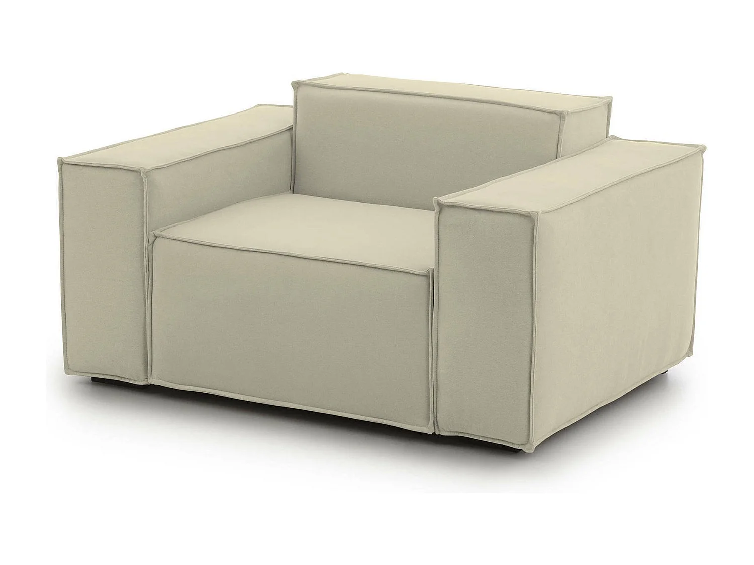 Fauteuil Emanuela, Fauteuil de salon, 100% Made in Italy, Fauteuil relaxant en tissu rembourré, 140x95h70 cm, Beige