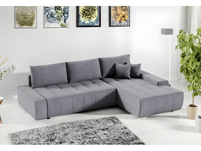 Canapé d'angle convertible MELUTI gris foncé