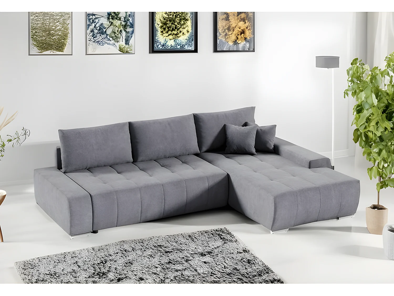 Canapé d'angle convertible MELUTI gris foncé