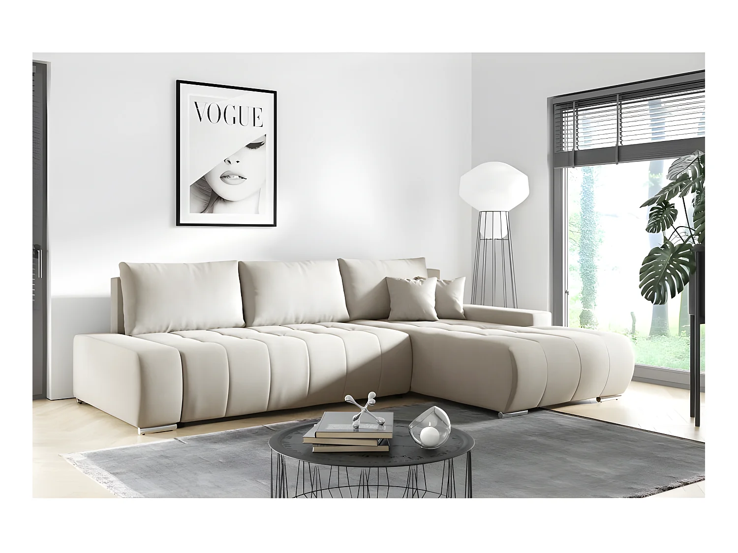 Canapé d'angle convertible MELUTI beige