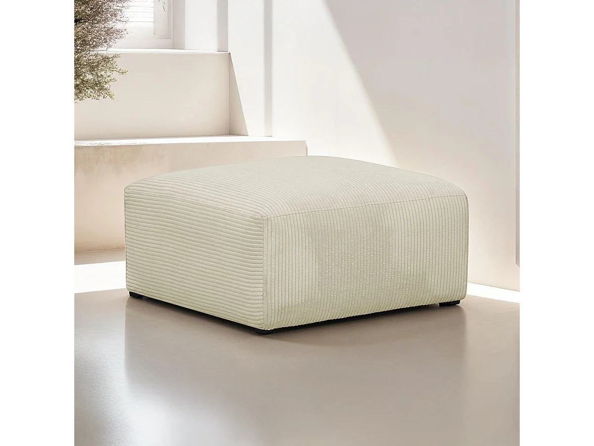 Pouf / repose-pieds modulable en velours côtelé beige - Modulo