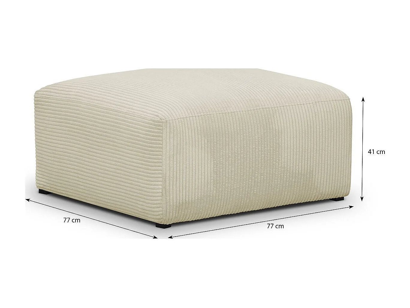 Pouf / repose-pieds modulable en velours côtelé beige - Modulo