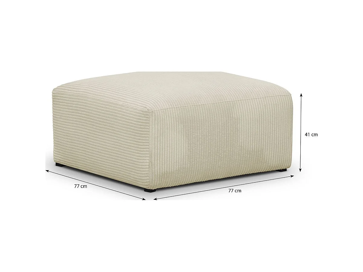 Pouf / repose-pieds modulable en velours côtelé beige - Modulo