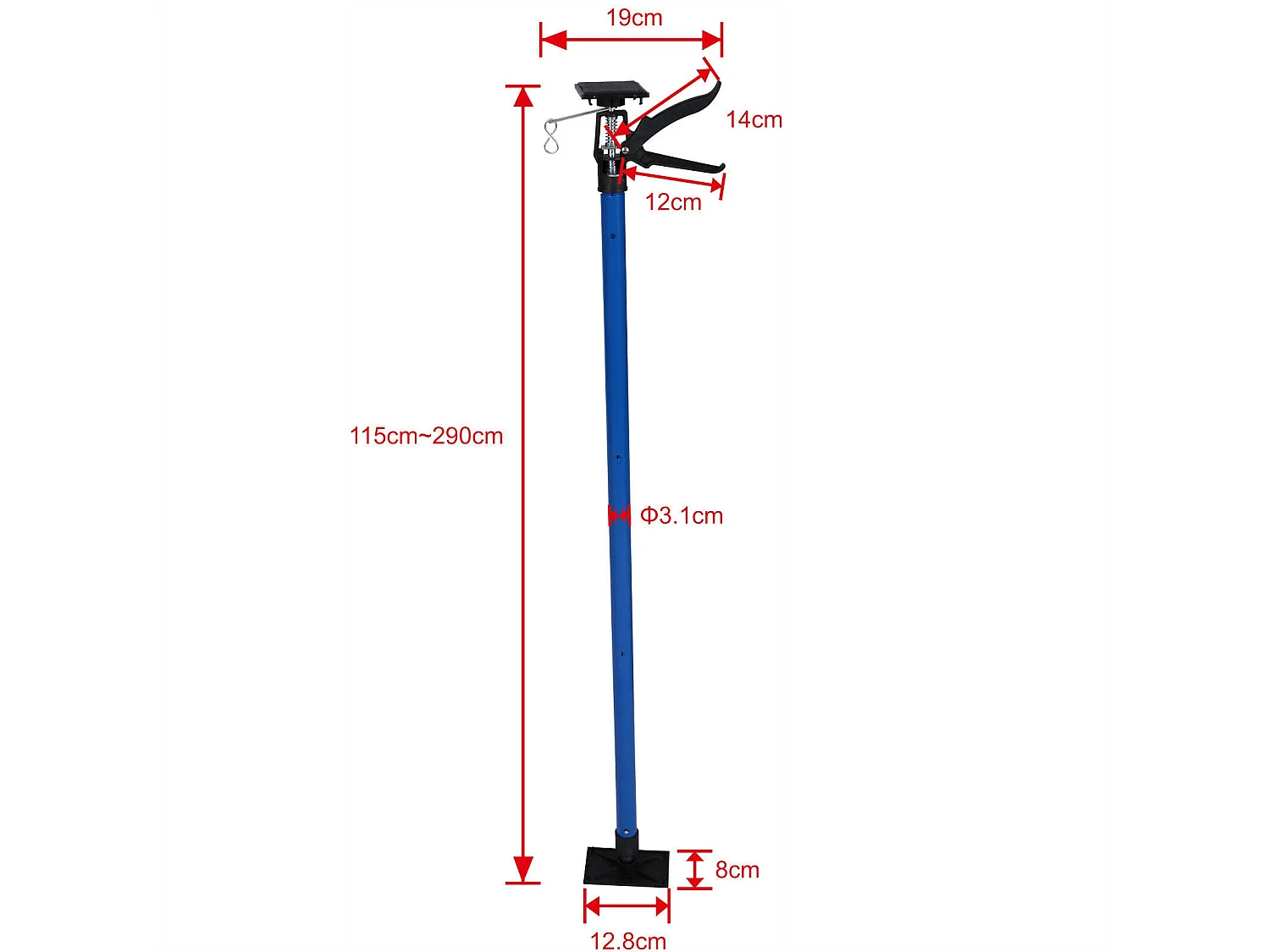 Suporte suporte de teto haste telescópica barra de aço 115-290cm 30 kg azul 16_0000509