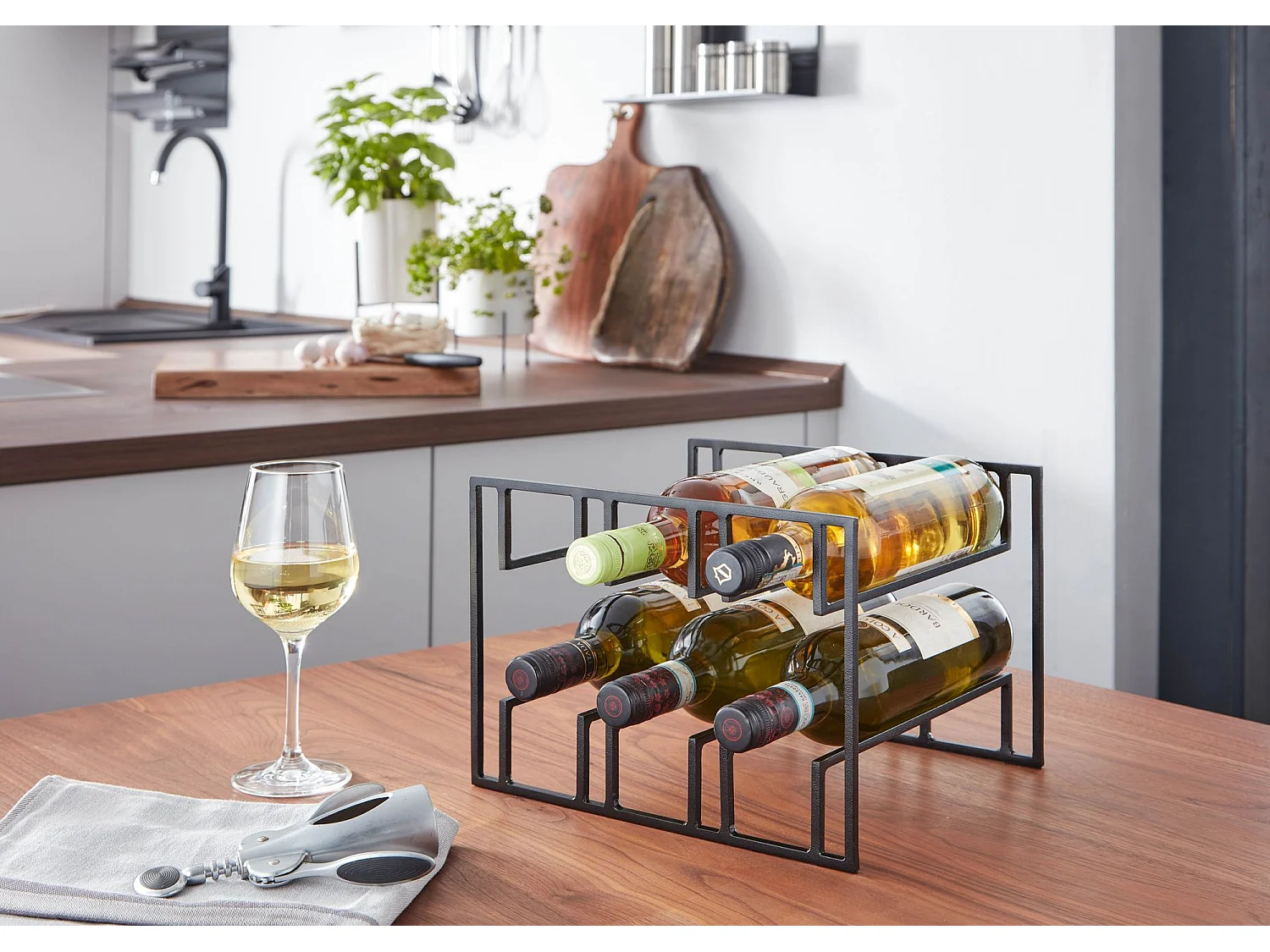 Weinflaschenhalter  Weinregal Tisch 29x21x25 cm Metall Schwarz Weinhalter