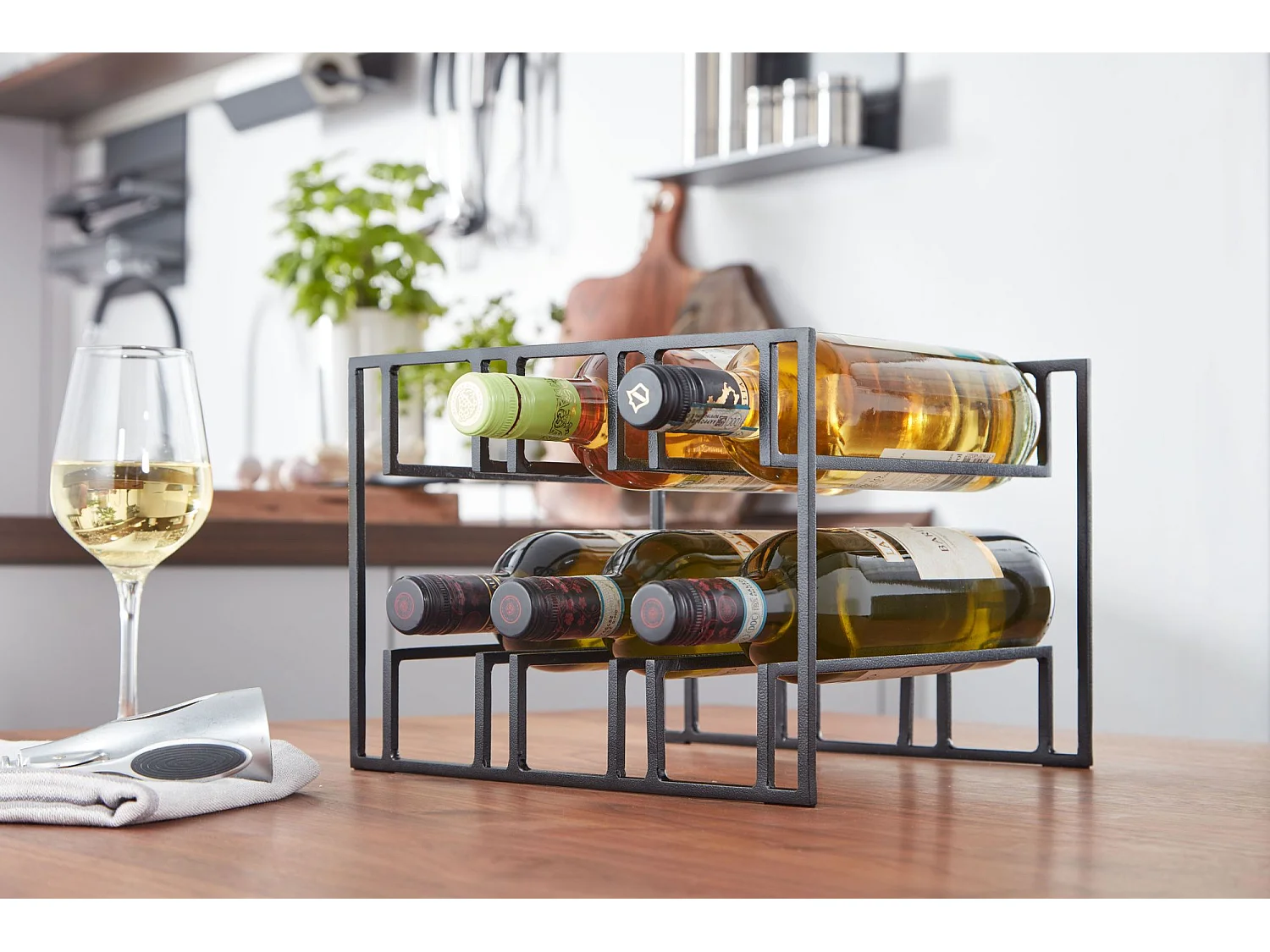 Weinflaschenhalter  Weinregal Tisch 29x21x25 cm Metall Schwarz Weinhalter