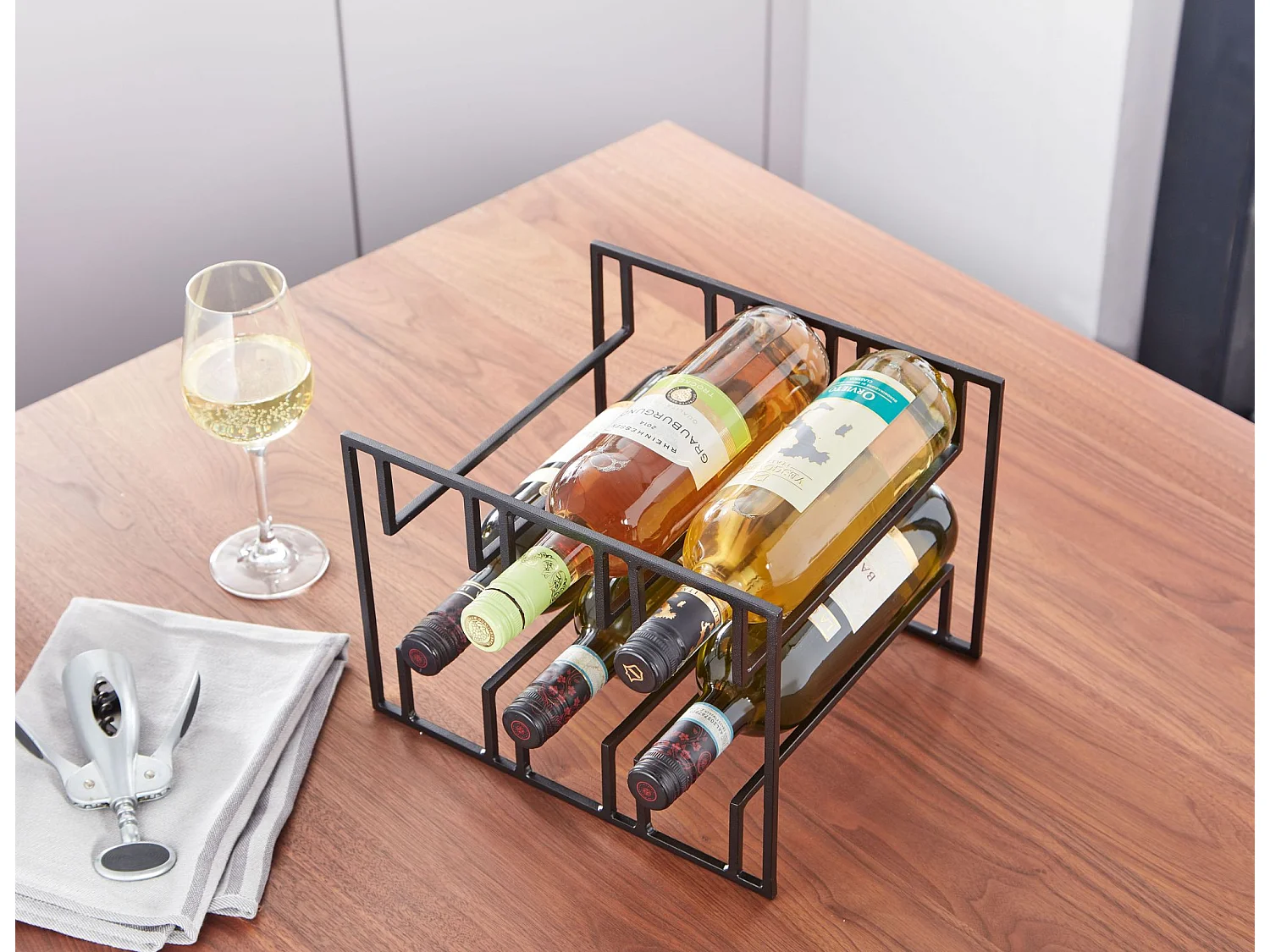 Weinflaschenhalter  Weinregal Tisch 29x21x25 cm Metall Schwarz Weinhalter