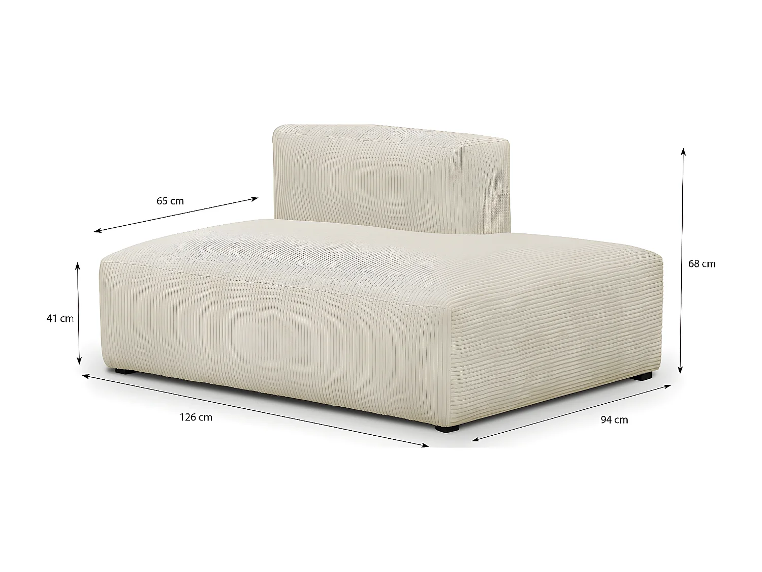 Module d'angle ouvert à droite 2 places en velours côtelé beige - Modulo