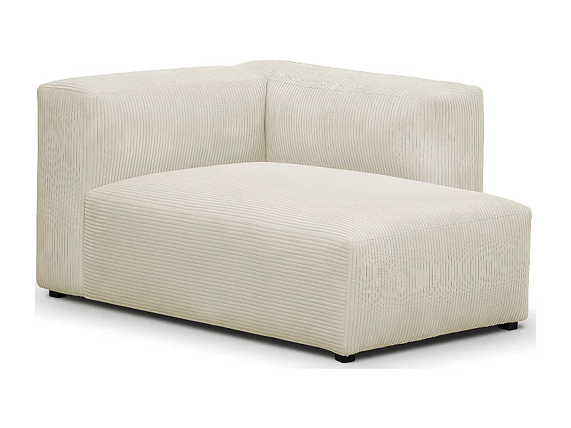 Méridienne d'angle à droite modulable en velours côtelé beige - Modulo