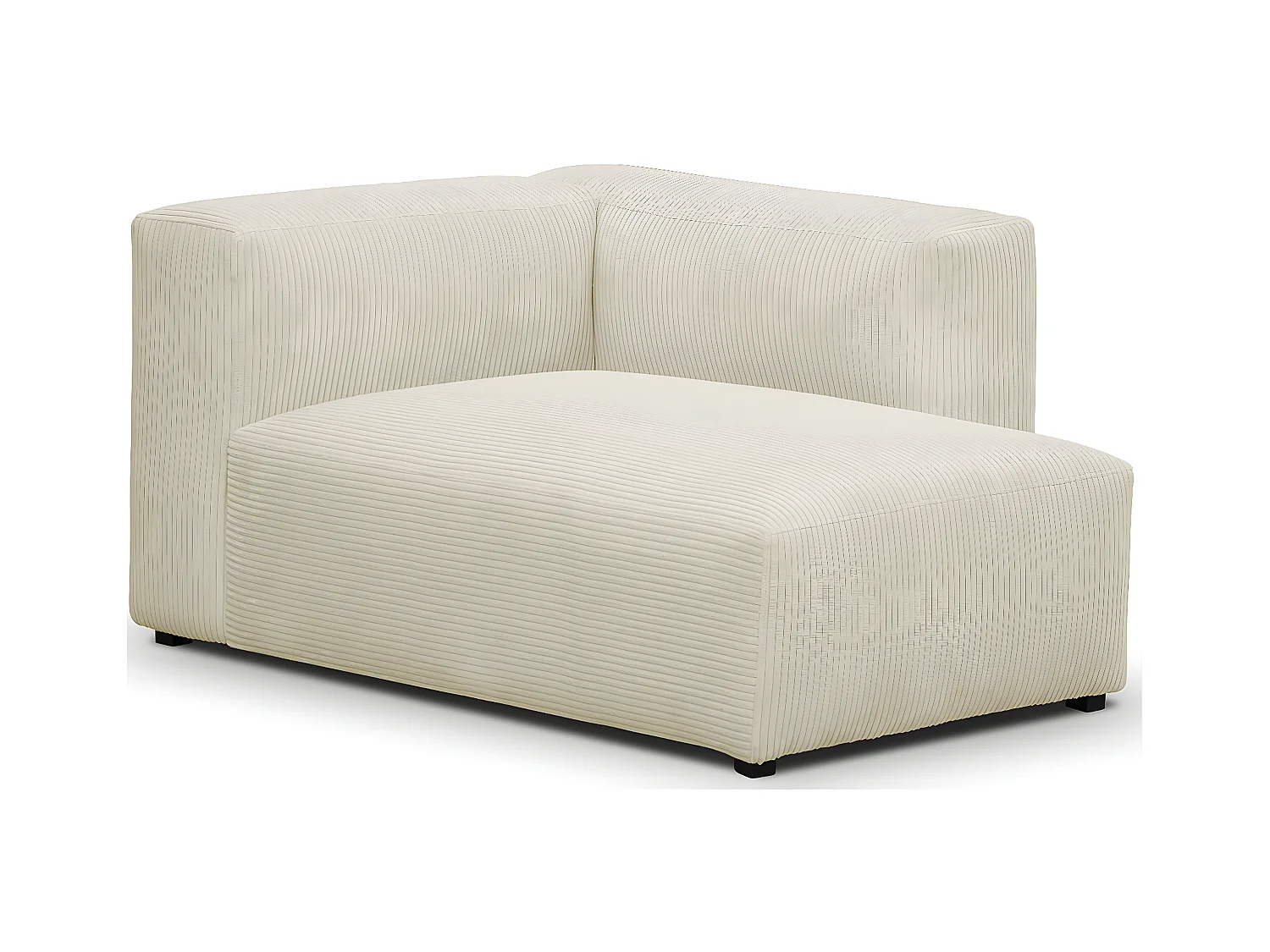 Méridienne d'angle à droite modulable en velours côtelé beige - Modulo