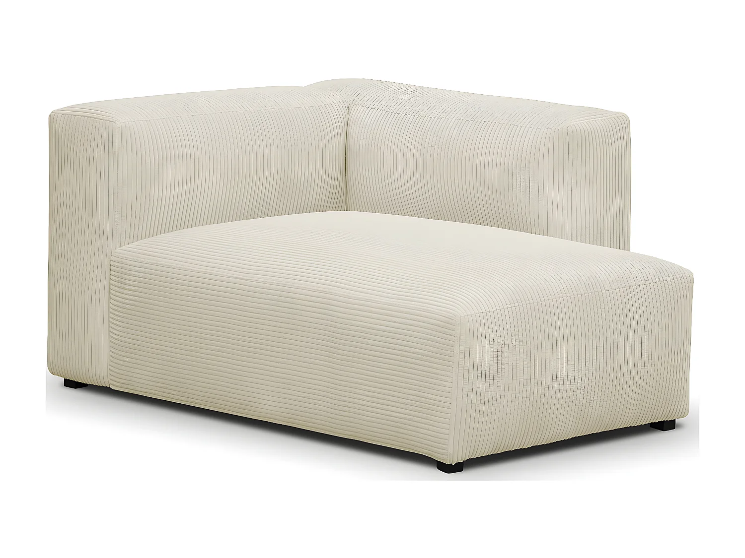 Méridienne d'angle à droite modulable en velours côtelé beige - Modulo