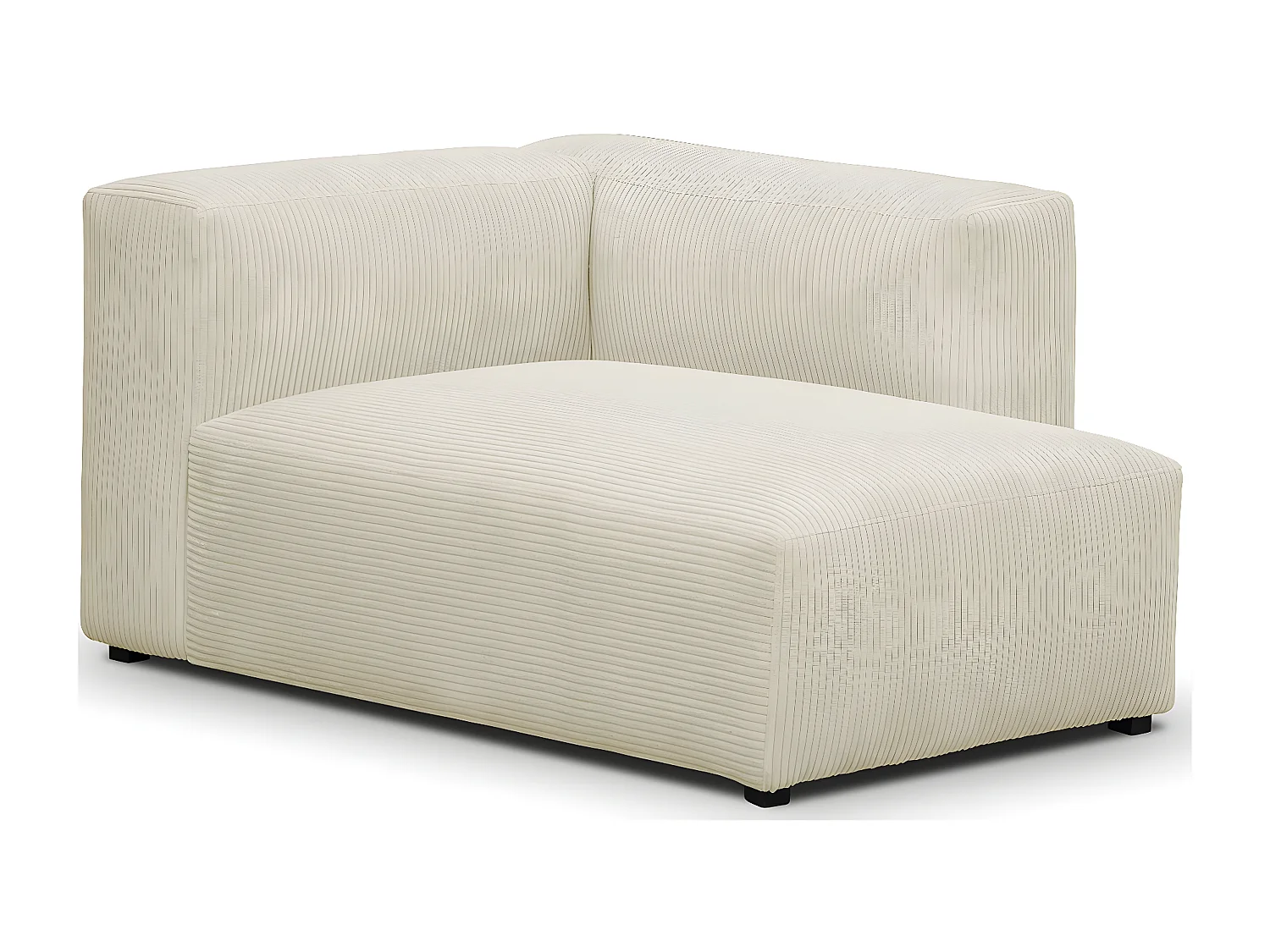 Méridienne d'angle à droite modulable en velours côtelé beige - Modulo