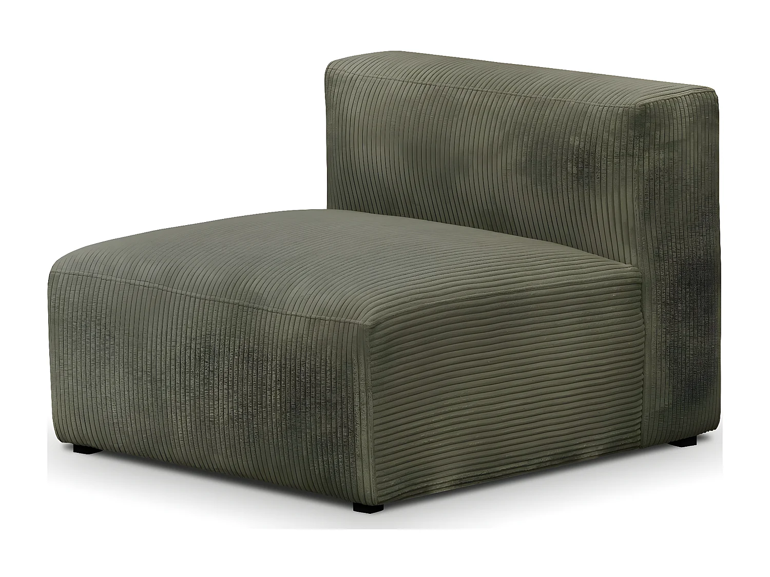 Chauffeuse sans accoudoirs modulable en velours côtelé vert kaki - Modulo