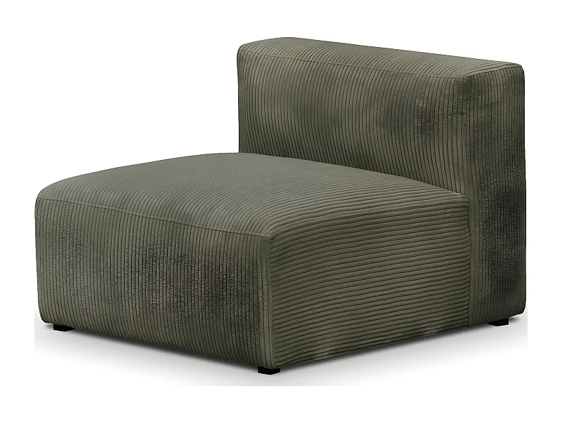 Chauffeuse sans accoudoirs modulable en velours côtelé vert kaki - Modulo