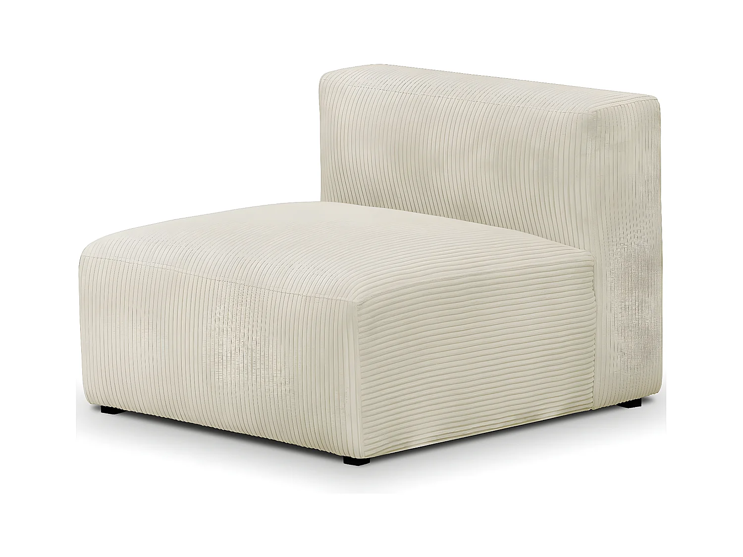 Chauffeuse sans accoudoirs modulable en velours côtelé beige - Modulo