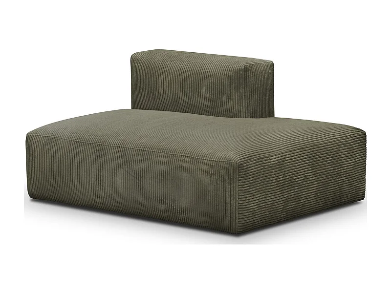 Module d'angle ouvert à droite 2 places en velours côtelé vert kaki - Modulo