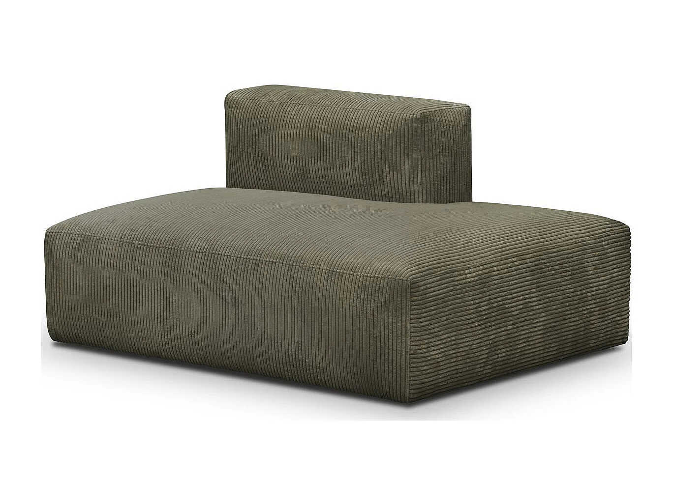 Module d'angle ouvert à droite 2 places en velours côtelé vert kaki - Modulo