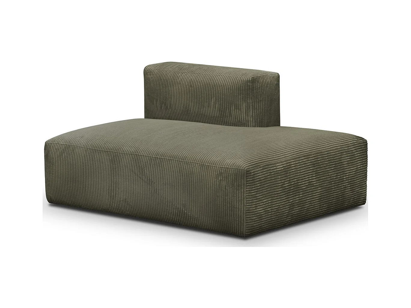 Module d'angle ouvert à droite 2 places en velours côtelé vert kaki - Modulo