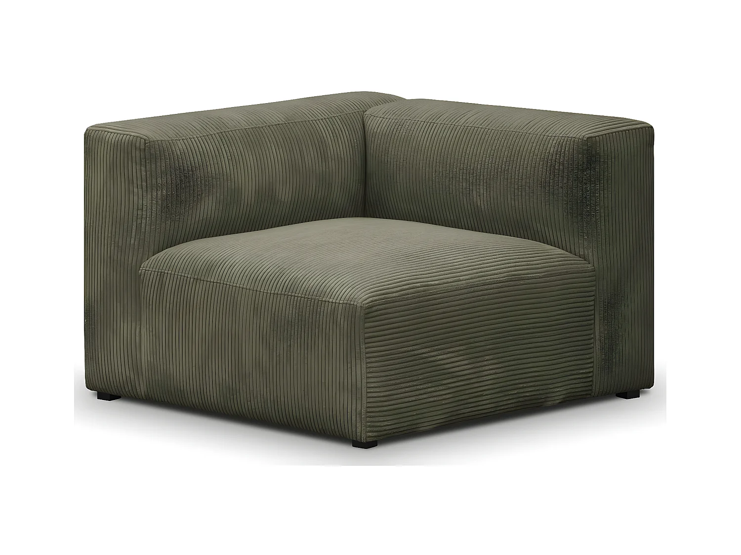 Chauffeuse d'angle à gauche modulable en velours côtelé vert kaki - Modulo
