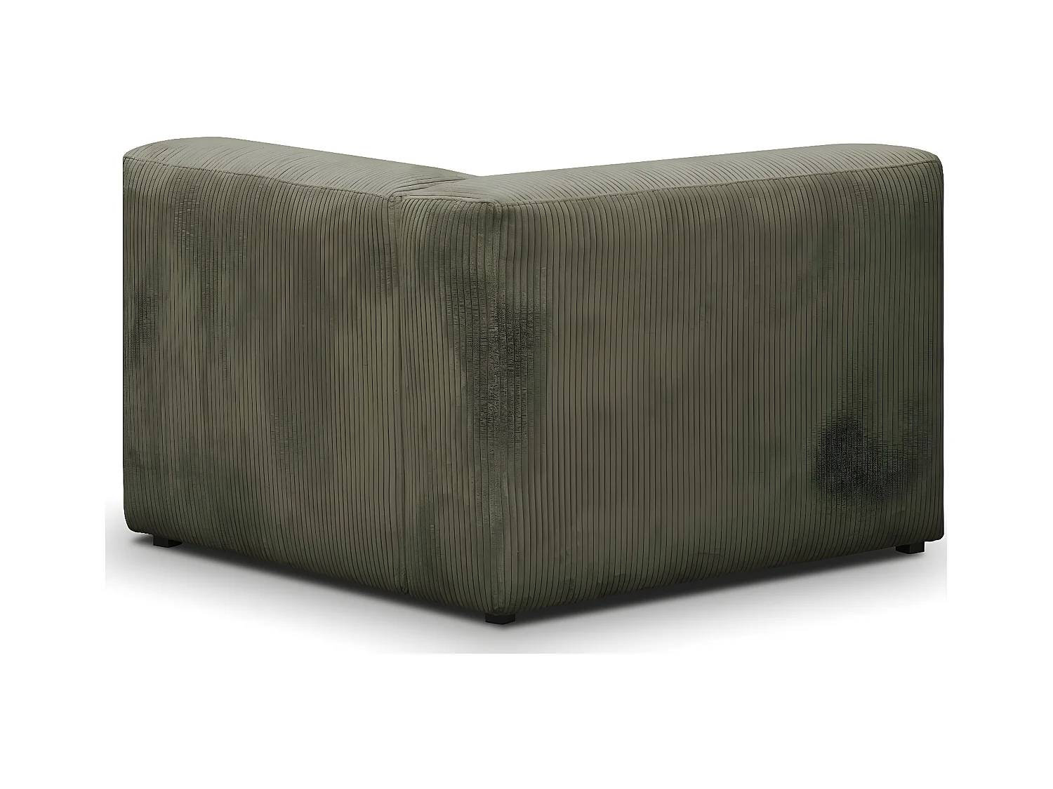 Chauffeuse d'angle à gauche modulable en velours côtelé vert kaki - Modulo