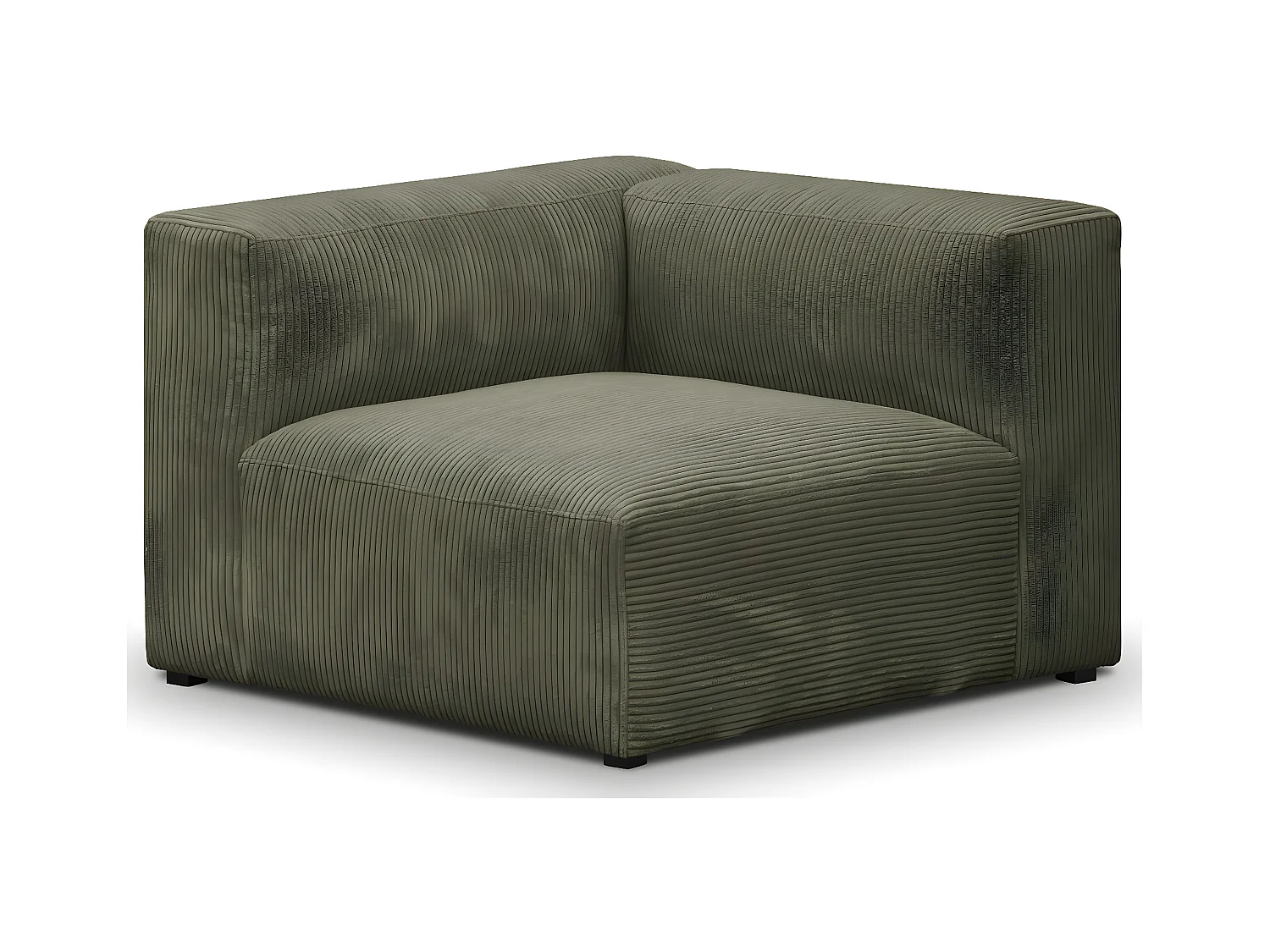 Chauffeuse d'angle à gauche modulable en velours côtelé vert kaki - Modulo