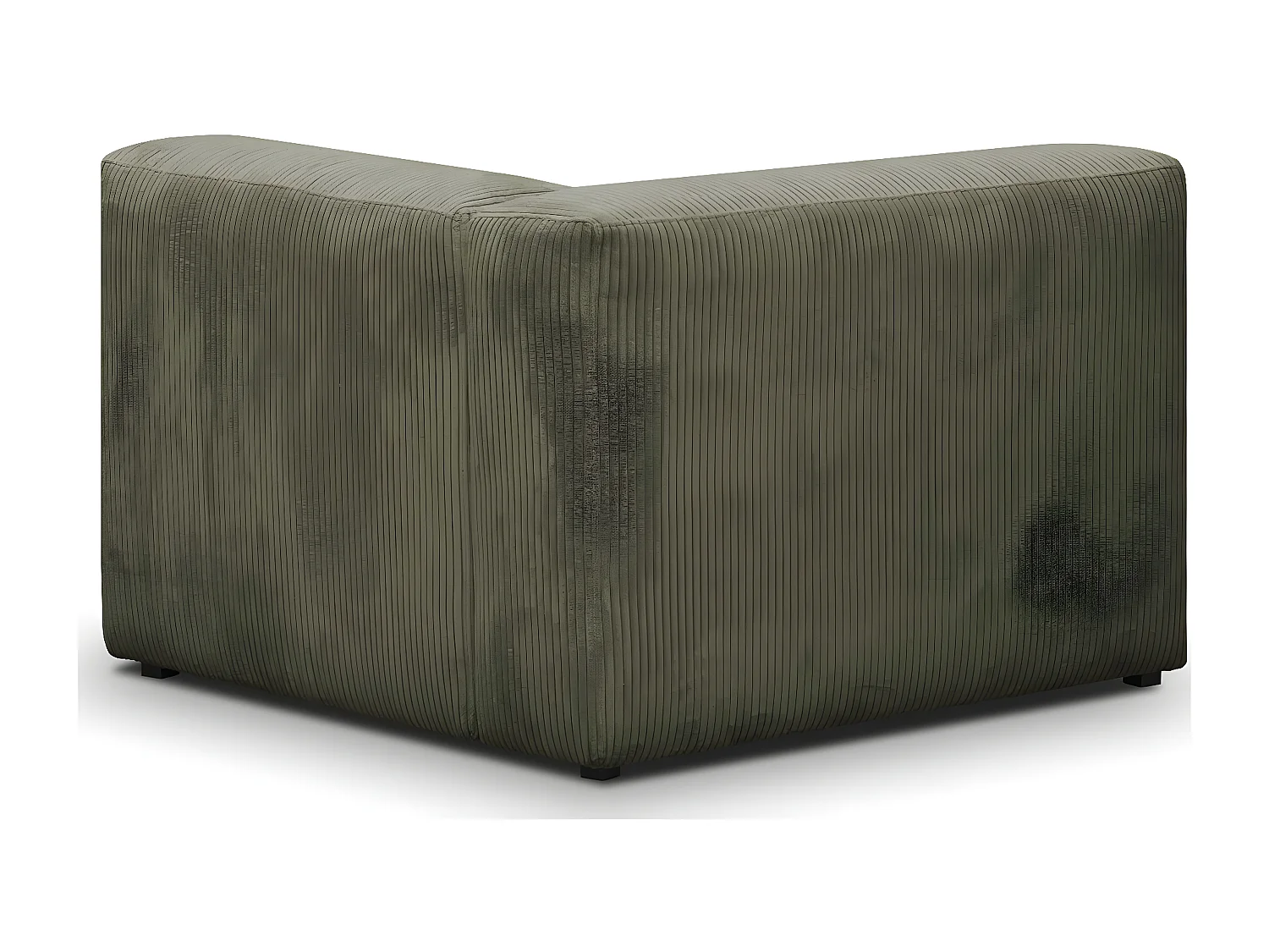 Chauffeuse d'angle à gauche modulable en velours côtelé vert kaki - Modulo