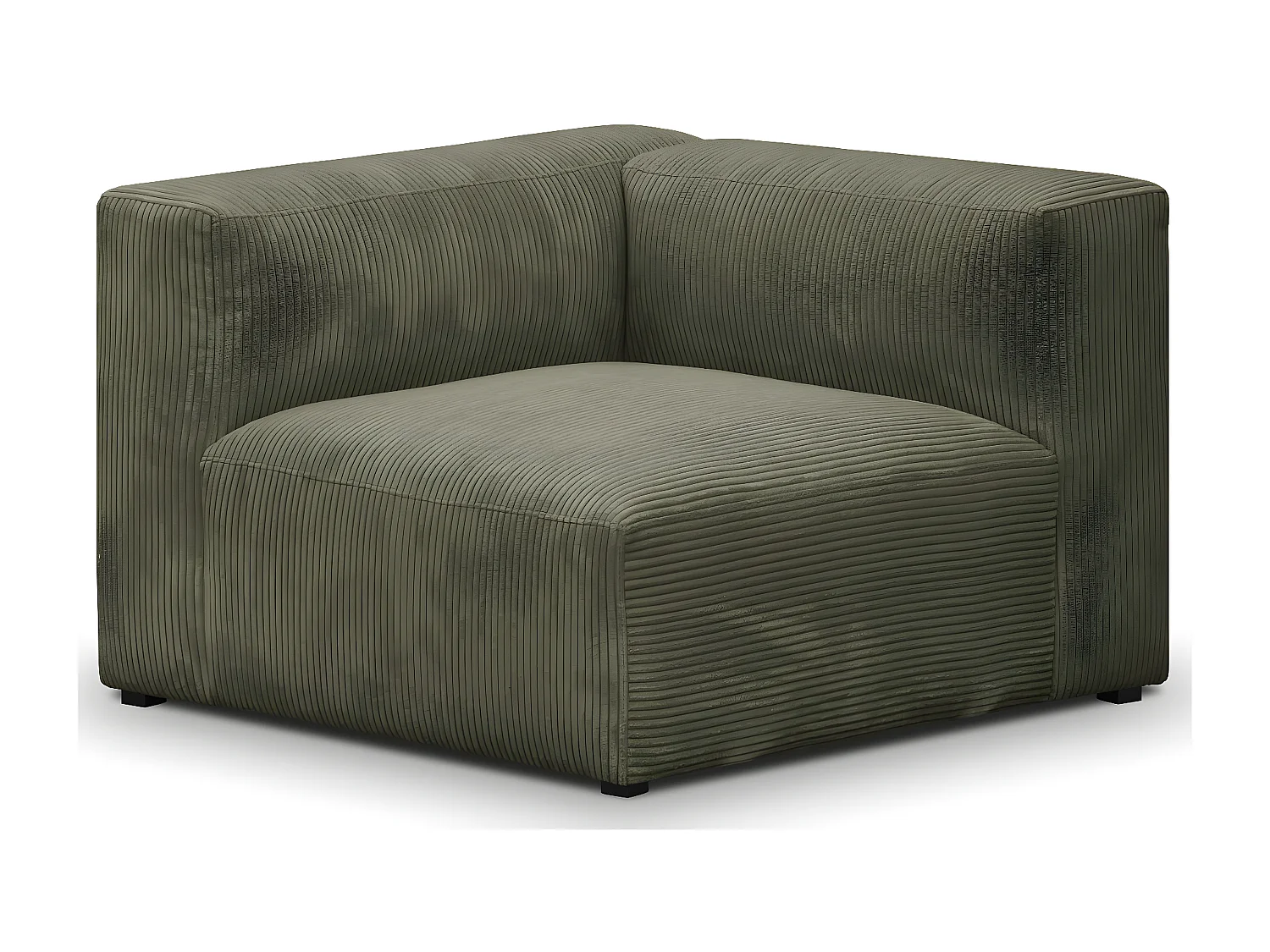 Chauffeuse d'angle à gauche modulable en velours côtelé vert kaki - Modulo